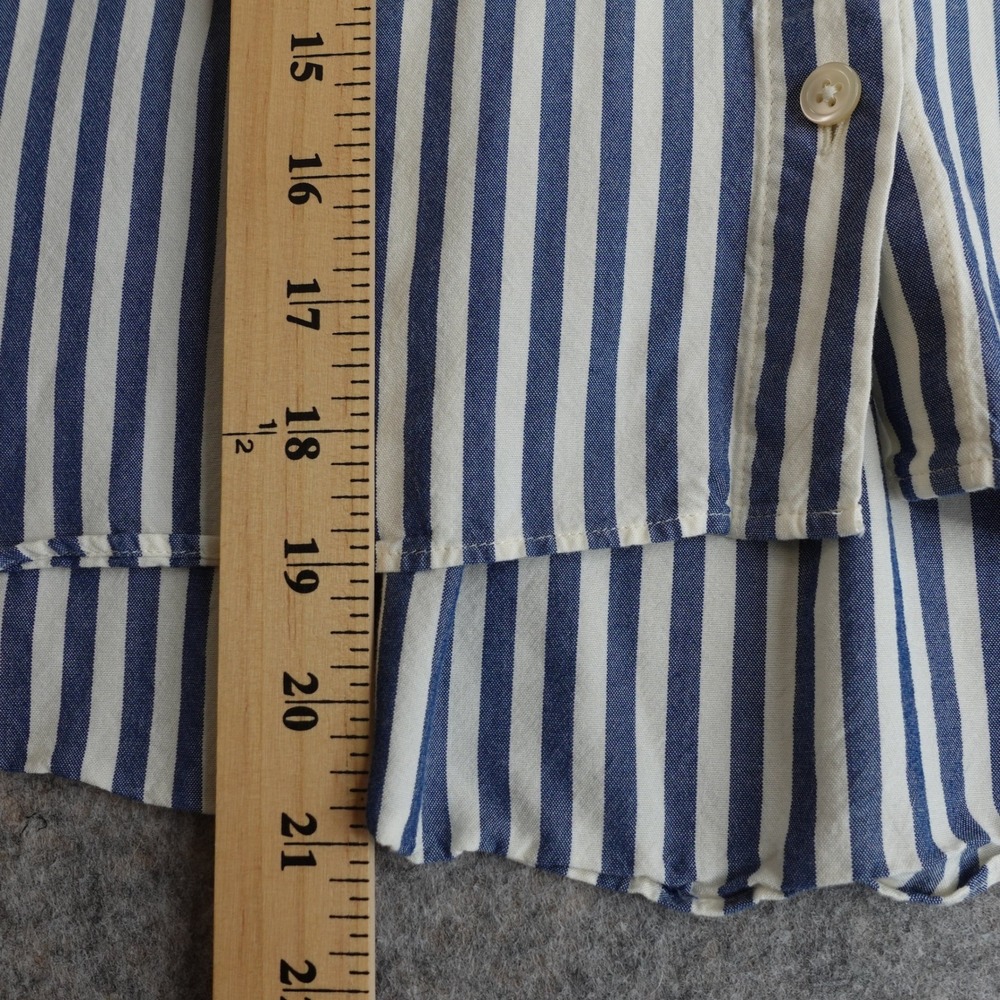 Madewell Blue White Striped Button Up Central Shirt Womens S Cropped Nautical - Picture 5 of 9